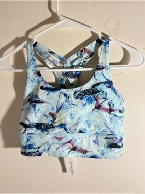 Lululemon Athletica Discontinued Mind Over Miles Print Strappy Back Sports Bra